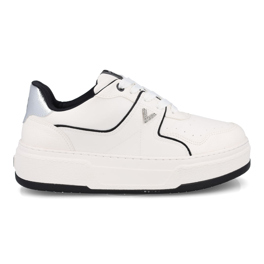 Via Marte Tenis Casual 223007-01 Branco-Milk-Preto-Prata New Floater-Napa-Napa-Metal Dakar_3_999999992675562_30